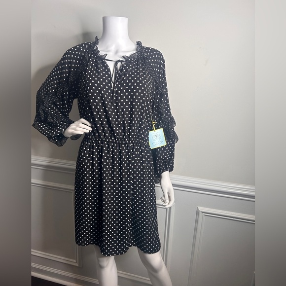 CeCe Dresses & Skirts - Cece polka dot French cafe dress/ Rich Black with white dots Size Medium